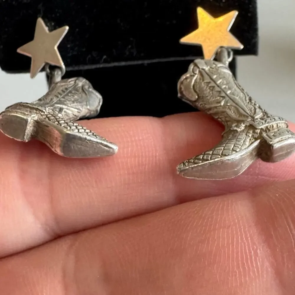 Vintage 90s western Cowgirl Boot earrings